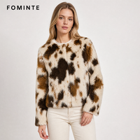 Manteau en fausse fourrure imprimé vache pour femme, chaud et épais, de luxe, style streetwear, en stock, vente en gros