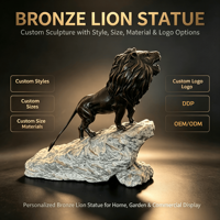 Statue de lion grandeur nature, sculpture de lion en laiton coulée à la main pour la décoration de jardin extérieur, sculptures d'animaux en métal sur mesure