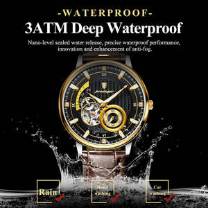 Montre automatique pour homme POEDAGAR 1416 avec bracelet en cuir étanche et mouvement mécanique à lumière nocturne 2025 - Product Image 2