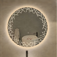 Espejo de Baño con Luz LED, Espejo Inteligente con Sensor Táctil para Maquillaje, Espejo Redondo Inteligente de Pared
