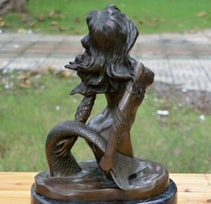 Sculpture <span class=keywords><strong>de</strong></span> statue d'art déco en bronze occidental représentant une sirène <span class=keywords><strong>de</strong></span> la mer offrant <span class=keywords><strong>de</strong></span> l'eau - Product Image 2