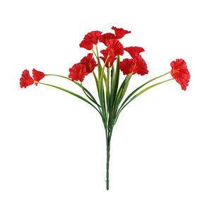 Artisanat en rotin, fleurs artificielles en herbe de printemps, 5 têtes, tissu de soie rouge, décoration de mariage - Product Image 5