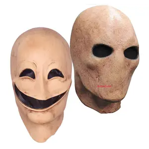 Ecowalson Halloween Horreur Sourire Sans Visage Homme Latex Pleine Tête Terreur Sans Visage Déguisement Masque Alien Casque Cosplay Costume Props