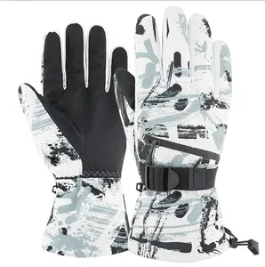 价格便宜但高品质冬季防水定制商标印花滑雪板雪地手套