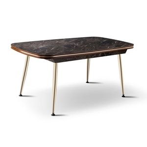 Table à manger de luxe Marmaris pour 6 personnes, design européen moderne, plateau en marbre, pieds en métal, meubles de maison stables - Product Image 1