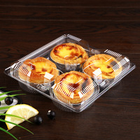 Boîte de rangement jetable PET pour tarte aux œufs en plastique transparent Conteneur alimentaire à emporter 1 2 3 4 5 6 Boîte en plastique à clapet transparente pour dessert de boulangerie
