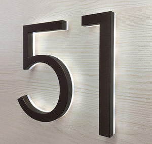Enseigne de numéro rétro-éclairée 3d personnalisée Enseigne murale <span class=keywords><strong>bon</strong></span> <span class=keywords><strong>marché</strong></span> Numéros éclairés pour la maison Numéros de porte rétro-éclairés par LED - Product Image 5