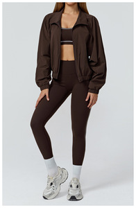 Conjunto <span class=keywords><strong>Deportivo</strong></span> de 4 Piezas para Mujer con Logo Personalizado Ropa Activa para Yoga <span class=keywords><strong>Crop</strong></span> <span class=keywords><strong>Top</strong></span> de <span class=keywords><strong>Manga</strong></span> <span class=keywords><strong>Larga</strong></span> Leggings Tallas Grandes para Gimnasio y Fitness - Product Image 5