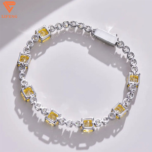 Moda mujer 925 plata esterlina moissanita joyería chapado en oro Amarillo Blanco piedra preciosa diamante pulsera perla piedra collares - Product Image 2