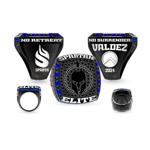 Anillos de campeonato deportivos de metal esmaltados dorados y plateados con logotipo personalizado - Product Image 1