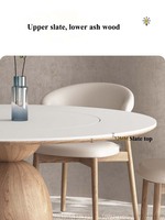 Table à Manger Ronde Style Crème Bois de Designer d'Intérieur Combinaison Nordique en Bois Massif Pure et Chaise Planche de Roche