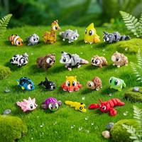 Vashine Juguetes Divertidos Impresos en 3D para Niños, Colección de Animales de Cristal Flexibles, Animales Impresos en 3D de PLA, Juguetes de Modelos de Plástico