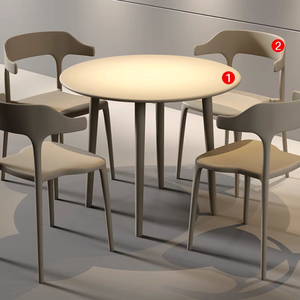 आधुनिक टिकाऊ हल्के आउटडोर डाइनिंग टेबल कुर्सी सेट वाटरप्रूफ uv-प्रतिरोधी धातु पी फर्नीचर फार्म हाउस छत गार्डन - Product Image 2