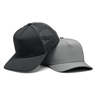 Casquette de golf sportive imperméable à 5 panneaux de haute qualité kaki avec logo brodé 3D personnalisé, casquette de baseball classique avec trous laser
