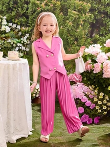 Completo Estivo 2025 per Bambine: Canotta Senza Maniche e Pantaloni con Volant, Set Due Pezzi Casual, Abbigliamento Boutique per Bambini - Product Image 1