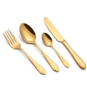 Ensemble de couverts élégants en or pour table à manger, acier inoxydable de qualité supérieure, anti-rouille, pour la maison, la cuisine, les mariages, les fêtes et les hôtels - Product Image 1