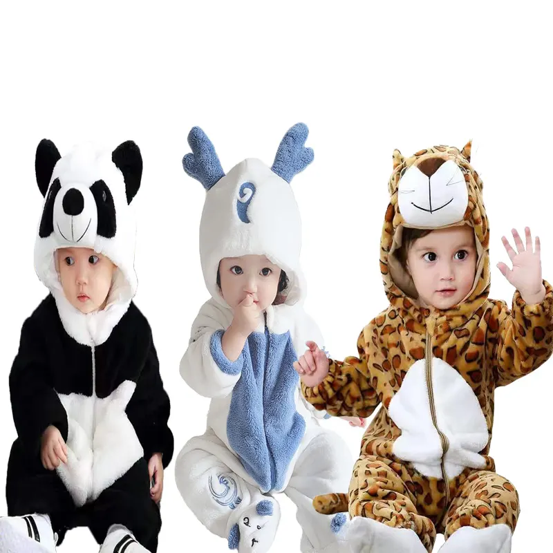 Quần áo em bé mùa thu mùa đông bé Romper flannel động vật phù hợp với trẻ sơ sinh onesie Jumpsuit