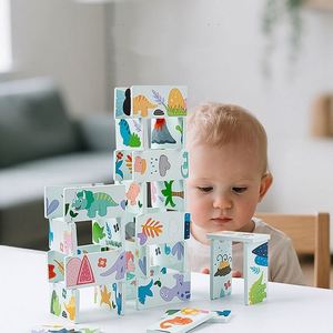 Juguete de Actividades para Niños, Bloques de Construcción para el Pensamiento Lógico, Regalo, Dominó de Dinosaurios de Madera, Juego de Rompecabezas - Product Image 2