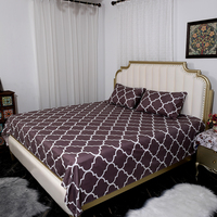 Parure de Draps Plats et Taies d'Oreiller 3 Pièces 100 % Polyester, Imprimé Floral en Microfibre pour Hôtellerie et Maison