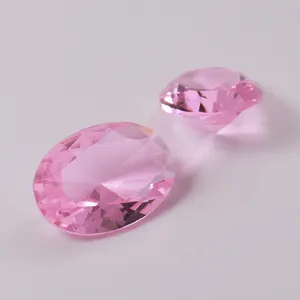 핑크 컬러 유리 보석 타원형 컷 유리 보석 합성 느슨한 유리 돌 판매
