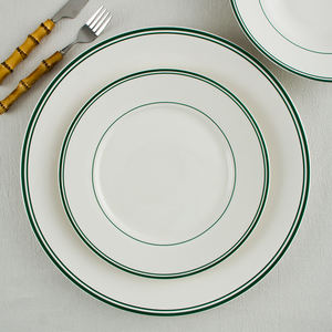 Assiettes à dîner en céramique TQ blanches et vertes, restaurant, steak, pâtes, <span class=keywords><strong>pizza</strong></span>, plat personnalisé rond/ovale, plateau de service, assiettes et plats - Product Image 3
