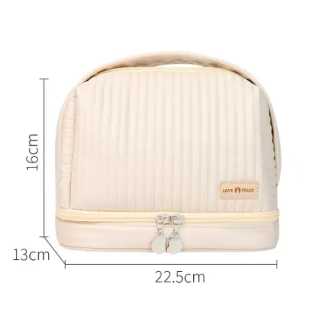 Women business trip toiletry bag Travel portable dry and wet separation storage bag Double layer leather cosmetic bag for women