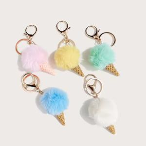 Nouveau porte-clés pompon en forme de cornet de glace mignon, design de gros, pour sac à dos, pendentif, cadeau promotionnel - Product Image 3