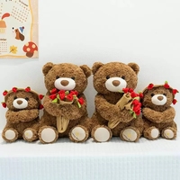 Ours en peluche personnalisé pour la Saint-Valentin, jouet en peluche avec chapeau en rose, rembourrage en coton PP, pour filles et garçons