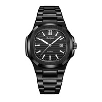 Montre à quartz Aili Feida pour homme, 43 mm, acier inoxydable, fond creux visible, lumineuse, épaisseur du boîtier 11 mm, étanche 30 m