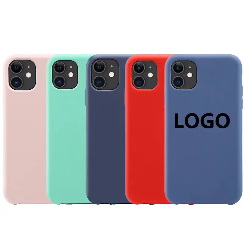 Casing Ponsel Silikon Cair, Sarung HP Logo Asli Lembut TERBAIK UNTUK iPhone 6 7 8 Plus XS XR XS MAX 11 Pro Max, untuk iPhone SE 2 Silikon