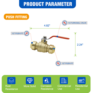 Robinet à bille KING SMART certifié UPC/NSF sans plomb 1/2 pouce à raccord rapide avec clip de <span class=keywords><strong>d</strong></span>éconnexion – Commande en gros (Livraison gratuite États-Unis et Canada) - Product Image 2