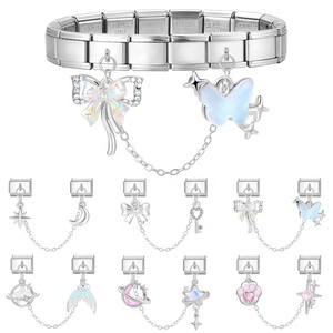 Breloques pendantes DIY pour bracelets modulaires italiens, accessoires en acier inoxydable, motifs étoile, lune, queue de sirène - Product Image 1