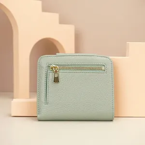 Portefeuille court RFID AndoBag pour homme et femme, en cuir de vache véritable, portefeuille à trois volets tendance, porte-cartes, porte-monnaie à fermeture éclair 1824-1834 - Product Image 3