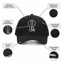 Gorra de Béisbol de Lujo Personalizada con Bordado 3D en Relieve, Logotipo de Letras Urbanas, Estilo Hip Hop, Negra, Estructurada, de Algodón Ajustable