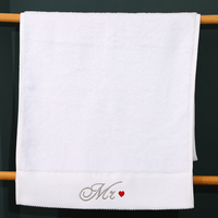 Wholesale Luxury Towels Set 100% Cotton White Thick Bath Hand Face Towel Custom Embroidery Logo Customizable Hotel Towel Low Moq