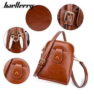 Baellerry Túi xách nữ mini túi đưa thư Túi Đeo Vai khóa kéo đôi bằng da cho nữ - Product Image 5