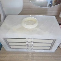Newstar taille personnalisée rétro-éclairé naturel blanc cristal Quartz comptoir salle de bain pierre translucide vanité évier