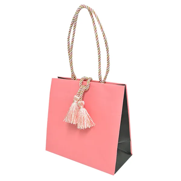 Custom LOGO boutique gift shopping bags rope handle buy victorias secret pink jewelry small paper bags