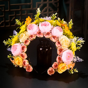 Nouvelles Coiffes Ethniques Haut de Gamme pour Femmes, Couronnes de Mariage, Couronnes de Mariée, Bandeaux <span class=keywords><strong>à</strong></span> Roses, Couronnes Artificielles - Product Image 2