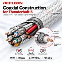 DEFUXIN USB4 Koaksiyel Kablo 1M 80Gbps 240W 16K60Hz USB C - C Örgülü E-Marker'lı Kablo, Thunderbolt 5 MacBook Pro Mac Studio SSD için
