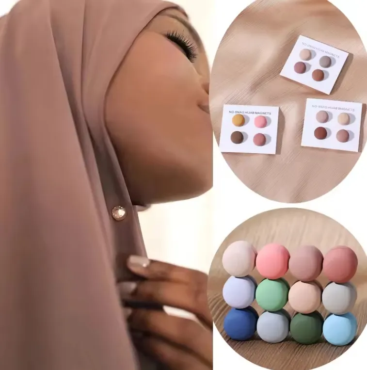 Lenço de seda muçulmano magnético forte, broche com fivela dupla para mulheres, broche de xale, alfinetes para hijab