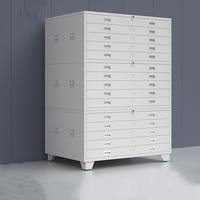 Armoire de rangement pour plans et dessins avec roulettes, en acier, pour plans d'ingénierie A0 et A1