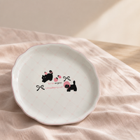 Assiette en céramique mignonne en forme de chat fraise, assiette à dessert en porcelaine pour enfants, cadeau et thé de l'après-midi