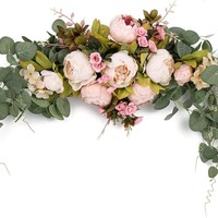 Couronne de porte décorative vintage chinoise en soie faite à la main avec feuilles d'eucalyptus artificielles pour mariage et décoration intérieure – Vente en gros