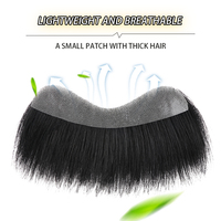 AU 15x2.8cm V-Type Bio Skin Postiche Frontal Attaché à la main Remy Grade Male Patch avec cheveux chinois pour la naissance des cheveux encastrée