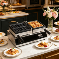 Gaufrier électrique carré antiadhésif XL ultra-résistant à quatre empreintes, idéal pour la maison et l'hôtellerie