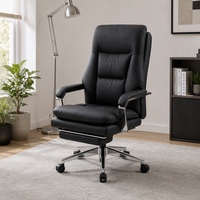 Chaise de bureau exécutive en cuir, chaise de bureau ergonomique pivotante de luxe, chaise à dossier haut avec accoudoirs réglables en hauteur pour le travail de bureau