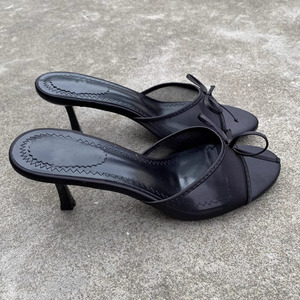 Nuovi <span class=keywords><strong>sandali</strong></span> estivi con tacco da donna <span class=keywords><strong>eleganti</strong></span> pantofole nere con tacco alto - Product Image 4