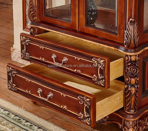 Muebles de sala de estar de estilo europeo, gabinete de vino, escaparate antiguo, gabinete de almacenamiento de madera maciza, gabinetes de madera de vidrio - Product Image 4