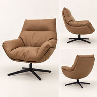 Fauteuil pivotant moderne en tissu rembourré avec coussin en mousse haute densité et pieds en métal, fauteuil d'appoint pour salon